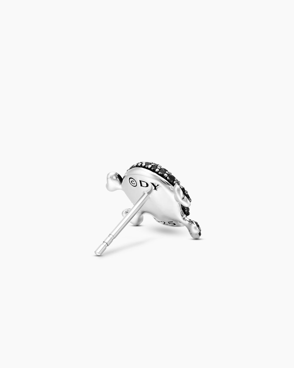 Clous d’oreilles Crâne pavé en argent sterling avec diamants noirs et rubis, 13,5 mm hommes