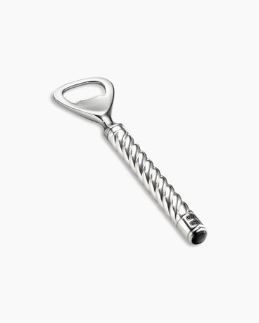 Cable Bottle Opener in Sterling Silver with Stainless Steel and Black Onyx