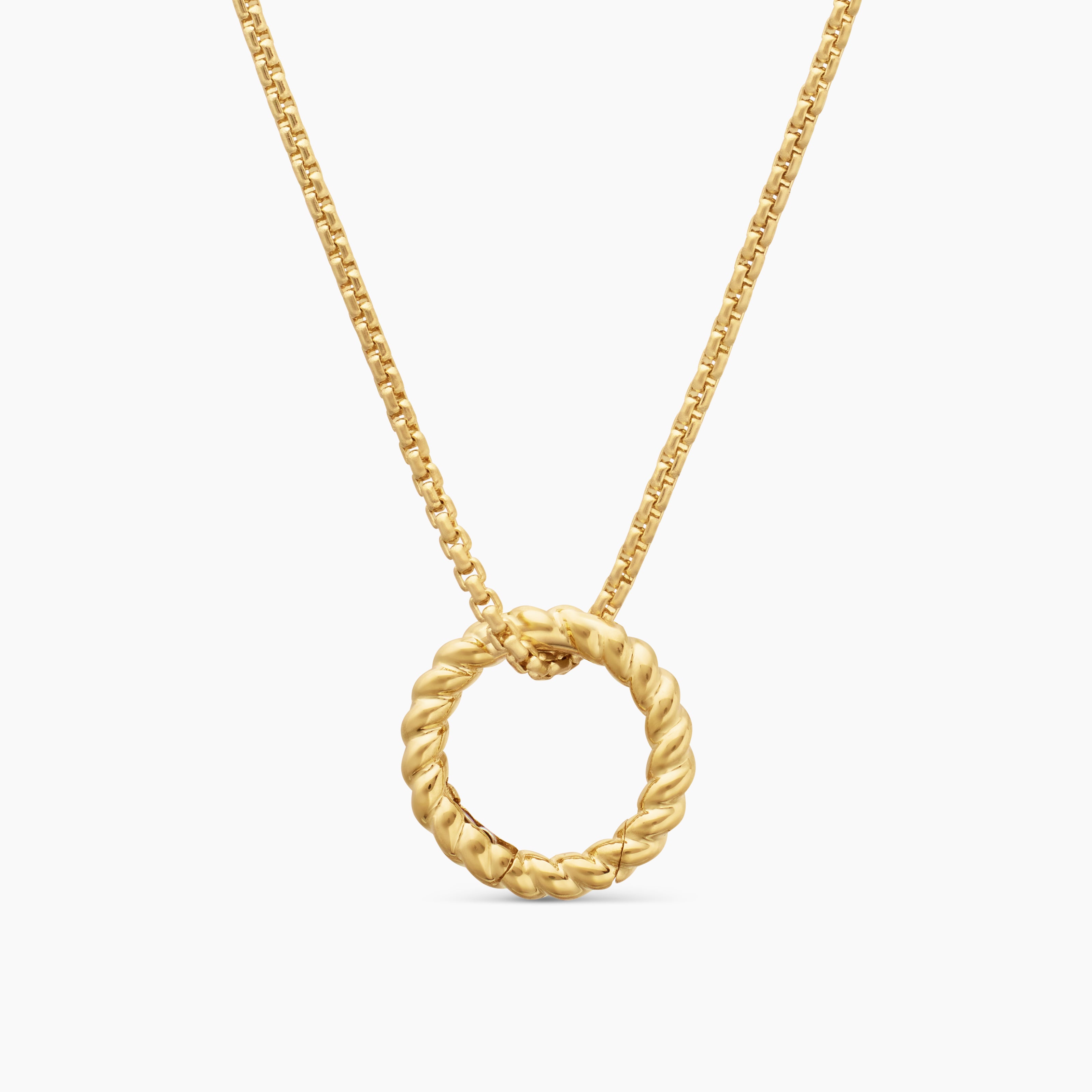 Womens Cable Amulet Holder in 18K Yellow Gold, 12.8mm