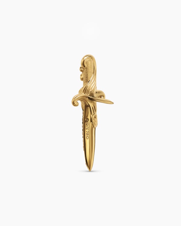 Waves Dagger Lapel Pin in 18K Yellow Gold with Cognac Diamonds, 30mm