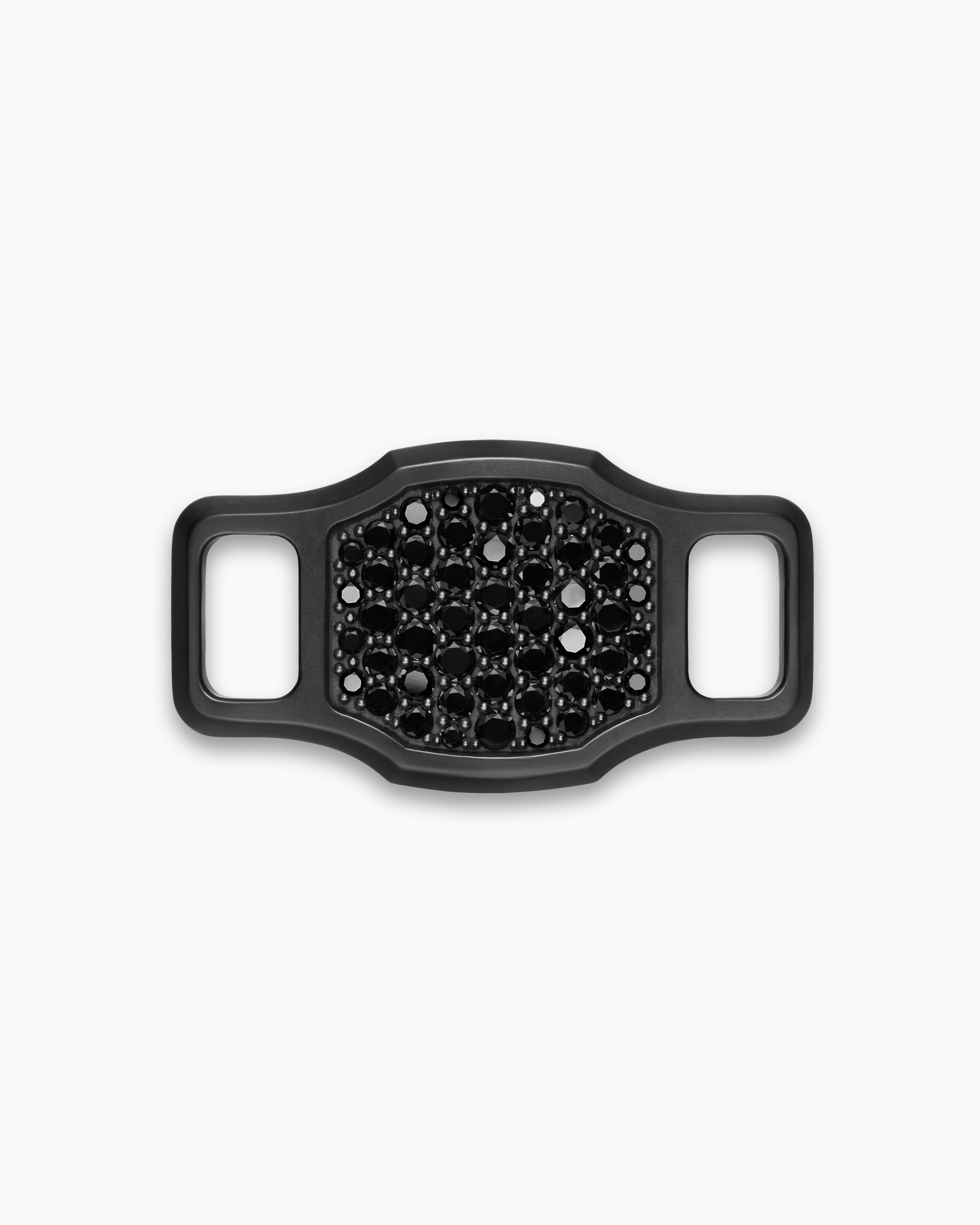 Mens Streamline&reg; Pav&eacute; Shoe Lace Charm in Black Titanium with Black Diamonds, 16mm