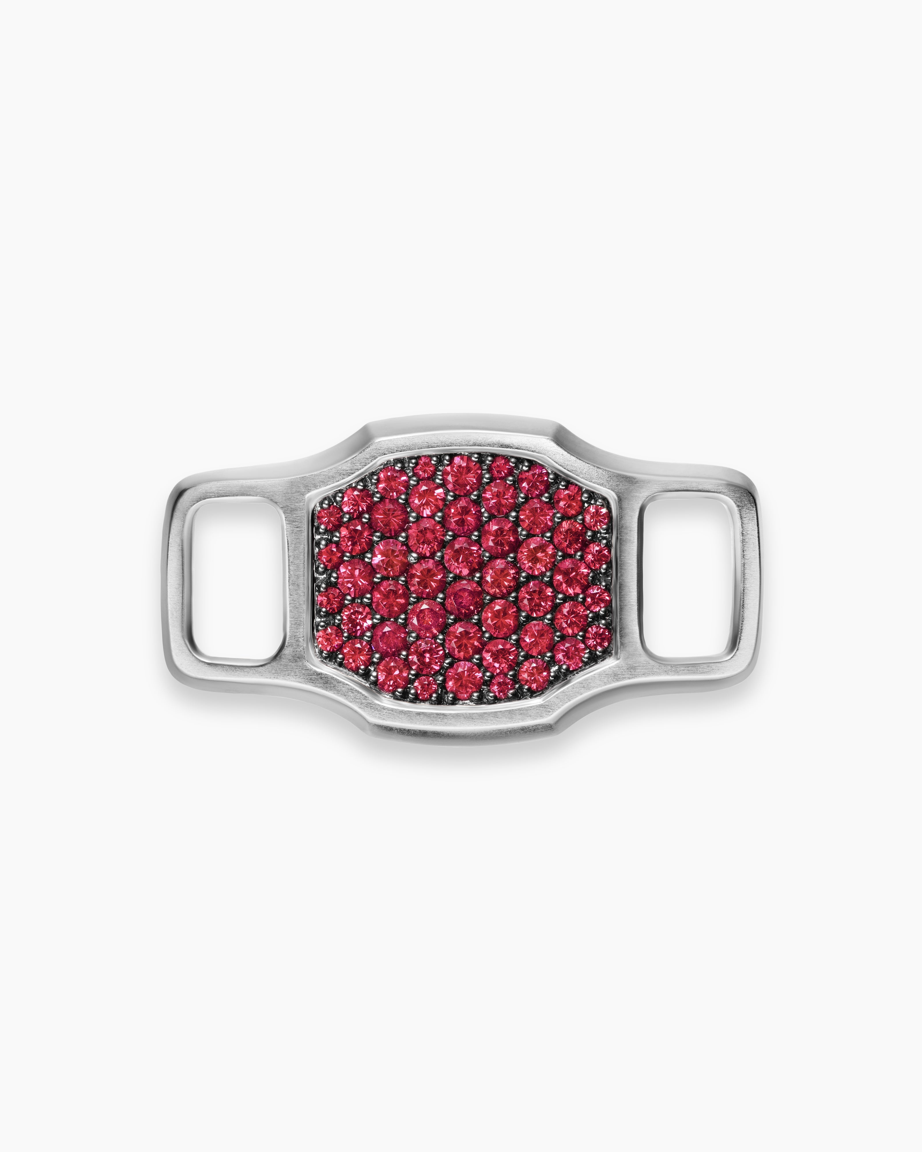 Mens Streamline&reg; Pav&eacute; Shoe Lace Charm in Sterling Silver with Garnets, 16mm