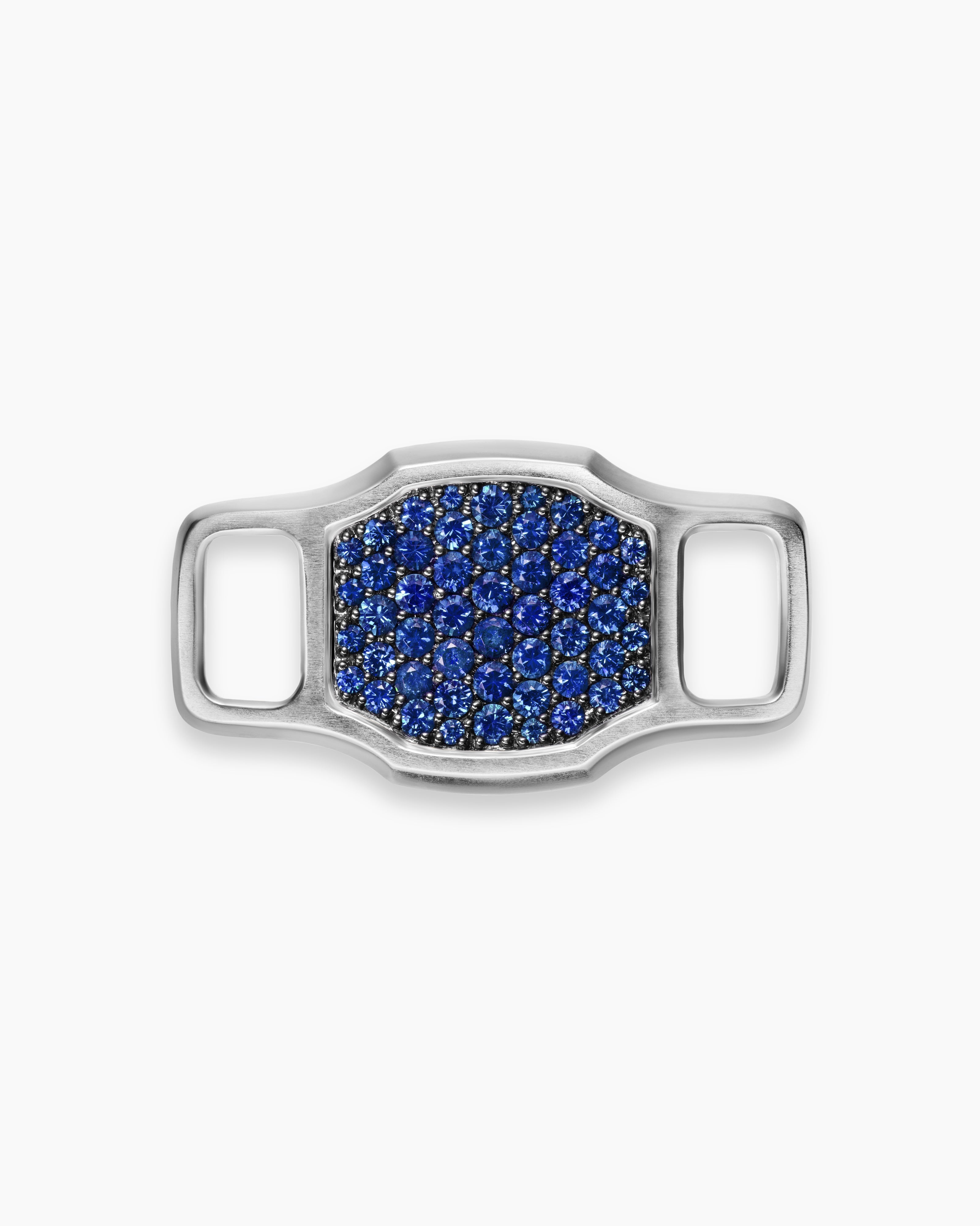 Mens Streamline&reg; Pav&eacute; Shoe Lace Charm in Sterling Silver with Sapphires, 16mm