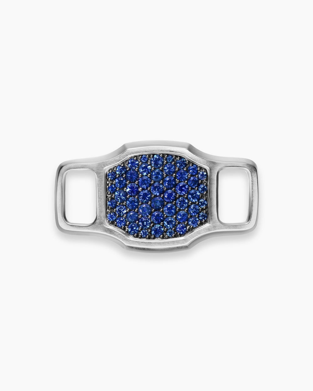 Mens Streamline® Pavé Shoe Lace Charm in Sterling Silver with Sapphires, 16mm
