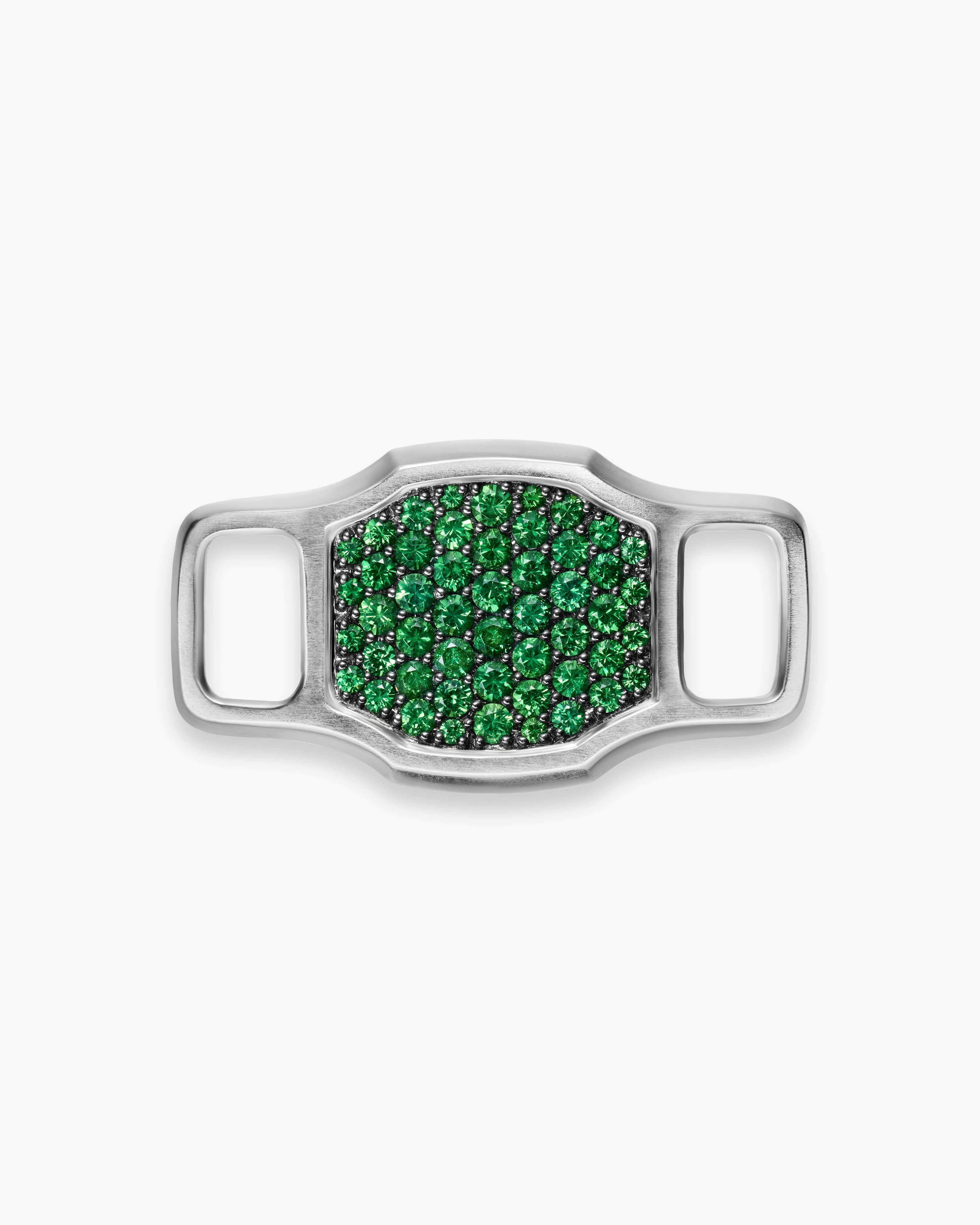 Mens Streamline&reg; Pav&eacute; Shoe Lace Charm in Sterling Silver with Tsavorites, 16mm