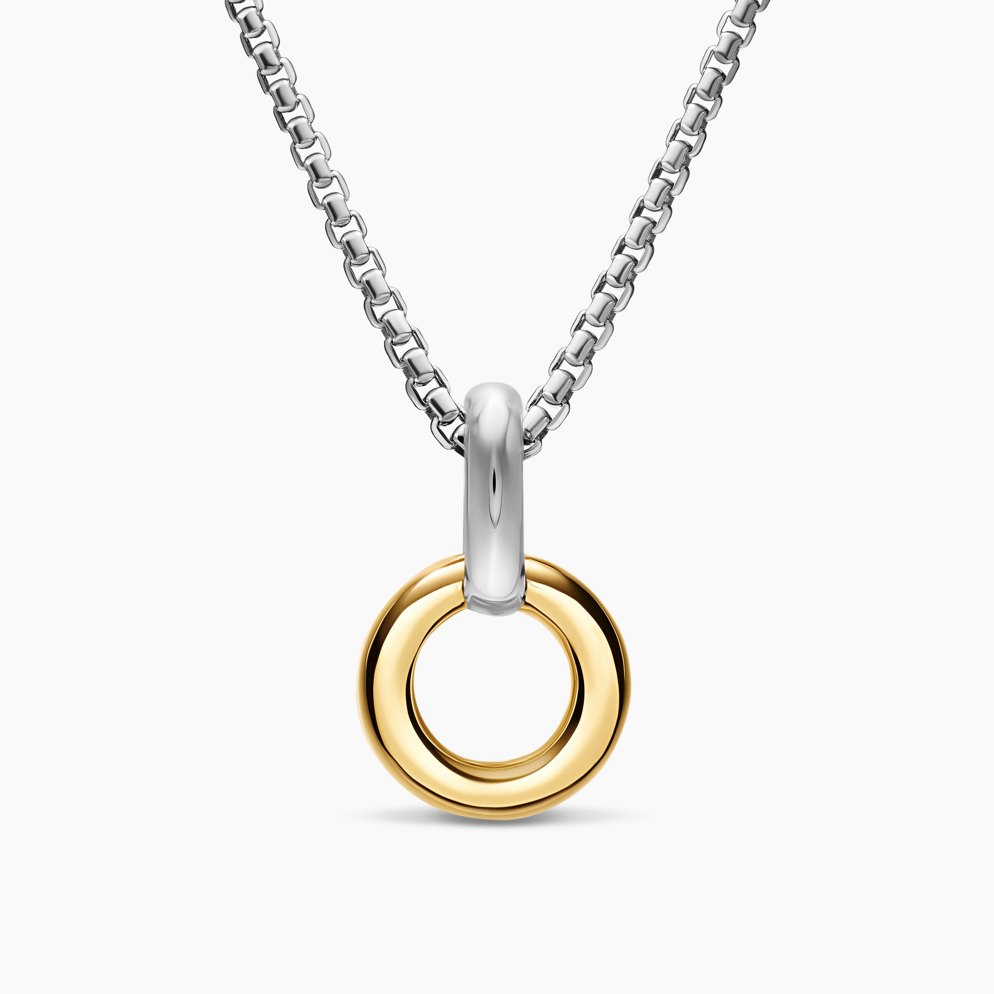 Womens Amulet Holder in Sterling Silver with 14K Yellow Gold, 20.3mm