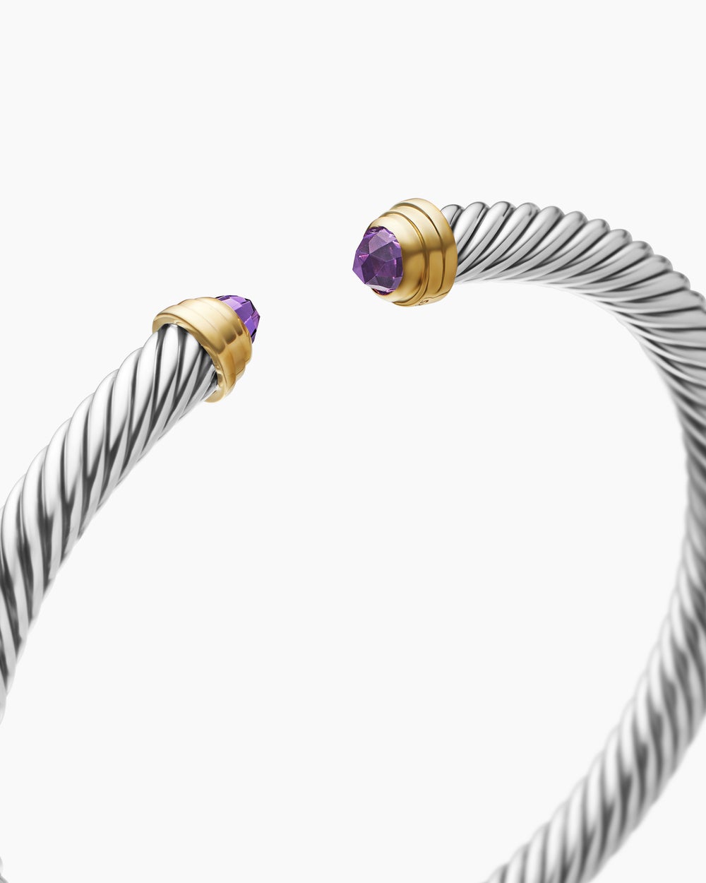 Bracelet Classic Cable en argent massif avec or jaune 14 carats et améthyste, 5 mm femme