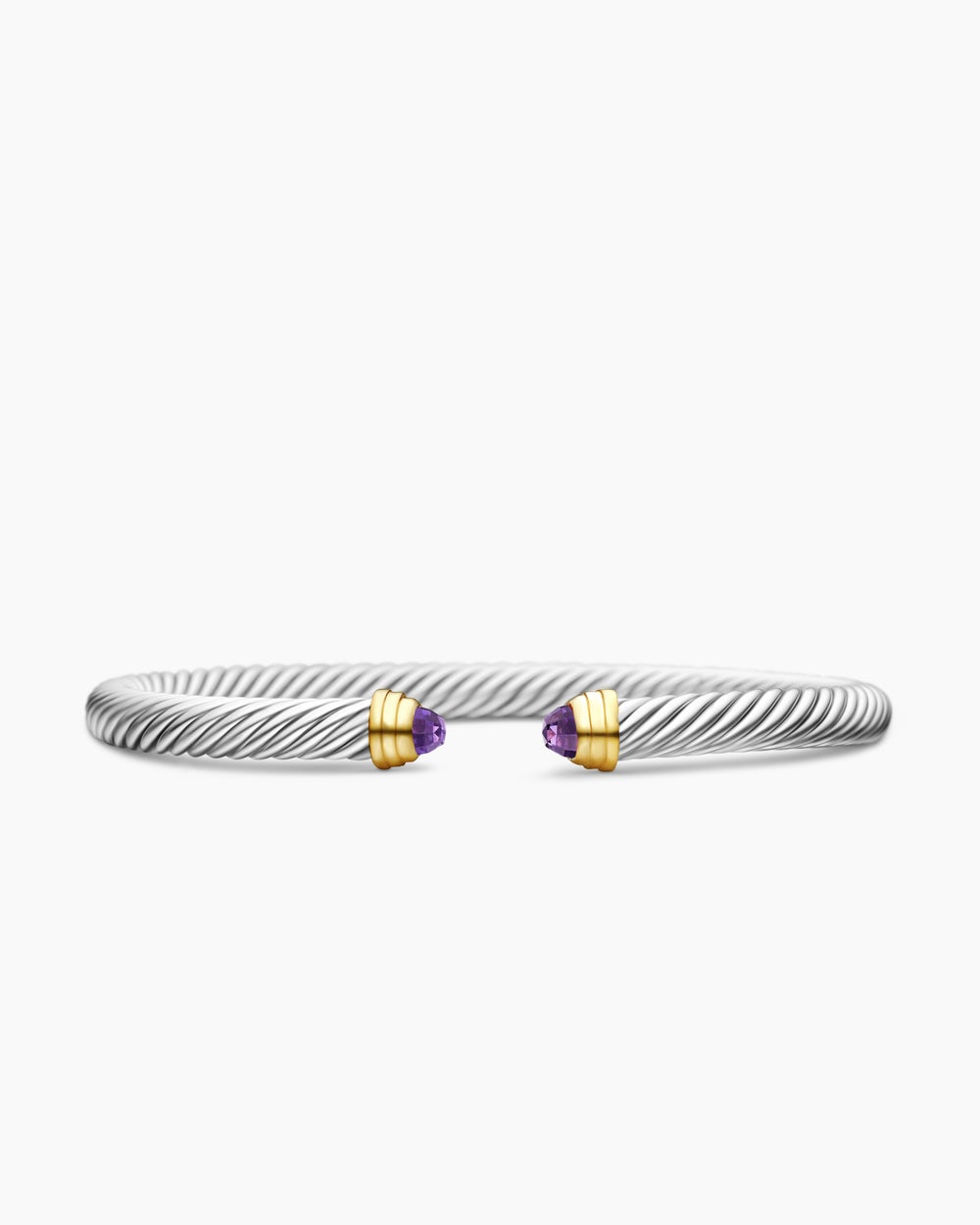 Bracelet Classic Cable en argent massif avec or jaune 14 carats et améthyste, 5 mm femme
