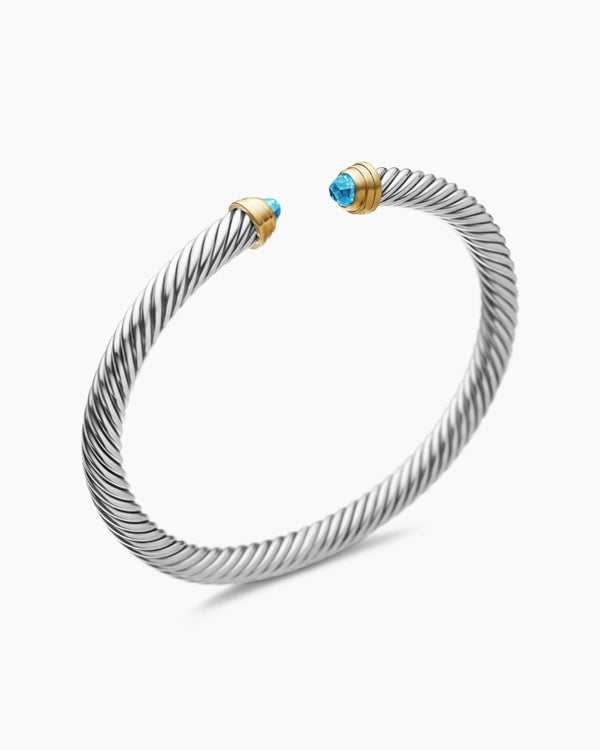 Classic Cable Bracelet in Sterling Silver with 14K Yellow Gold, 5mm