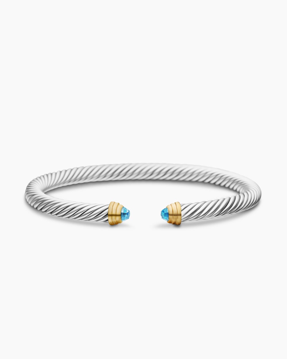 Bracelet Classic Cable en argent massif avec or jaune 14 carats, 5 mm femme