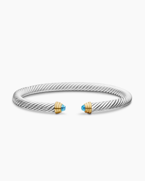 Classic Cable Bracelet in Sterling Silver with 14K Yellow Gold, 5mm