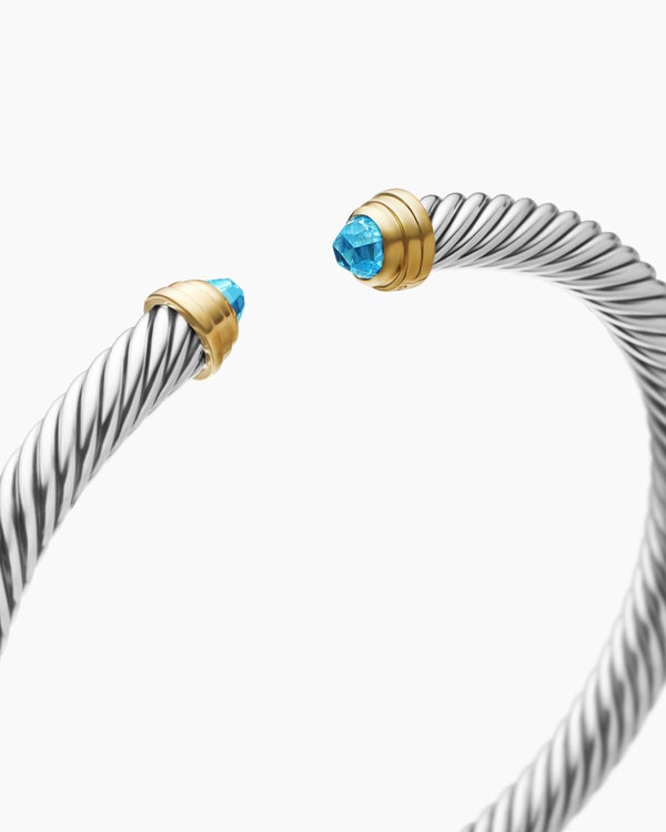 Classic Cable Bracelet in Sterling Silver with 14K Yellow Gold, 5mm