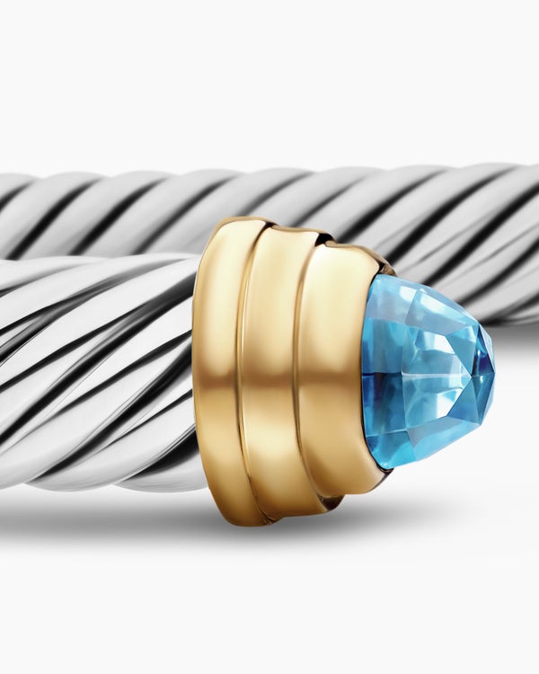 Classic Cable Bracelet in Sterling Silver with 14K Yellow Gold, 5mm