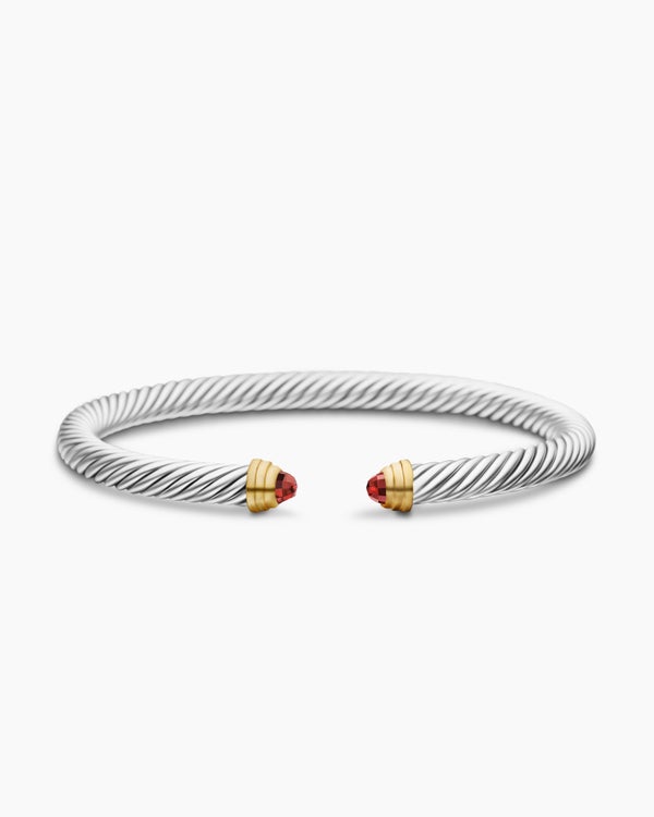Classic Cable Bracelet in Sterling Silver with 14K Yellow Gold and Pearls, 5mm