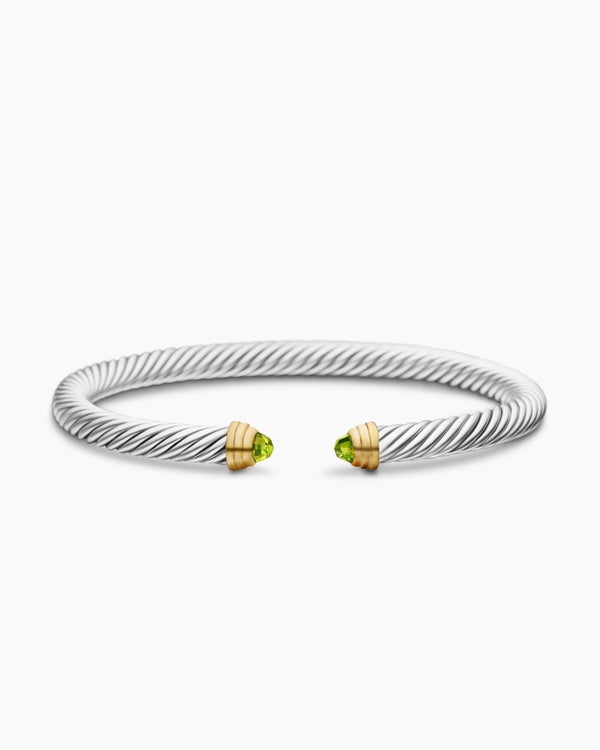 Classic Cable Bracelet in Sterling Silver with 14K Yellow Gold, 5mm