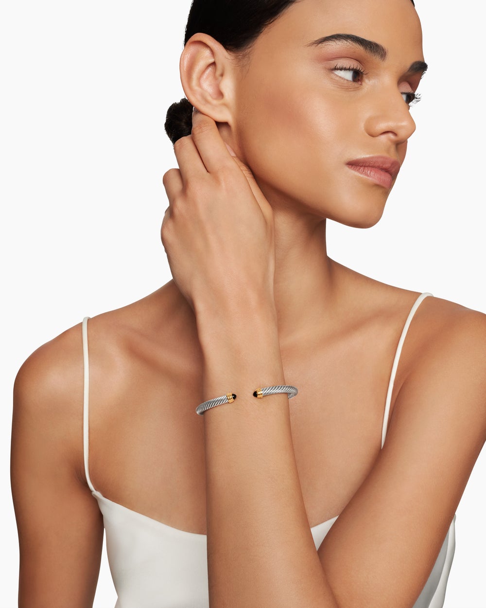 Bracelet Classic Cable en argent massif avec or jaune 14 carats, 5 mm femme
