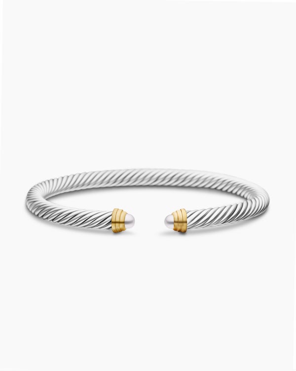 Classic Cable Bracelet in Sterling Silver with 14K Yellow Gold, 5mm