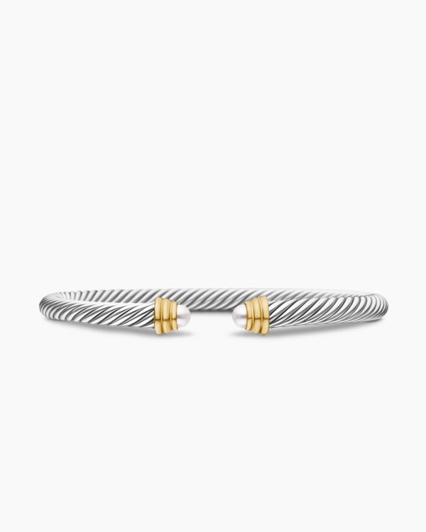 Classic Cable Bracelet in Sterling Silver with 14K Yellow Gold, 5mm
