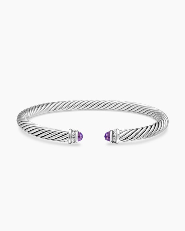 Bracelet Classic Cable en argent sterling avec diamants, 5 mm