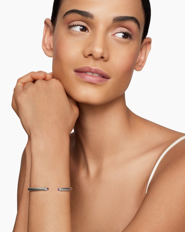 Bracelet Classic Cable en argent sterling avec diamants, 5 mm