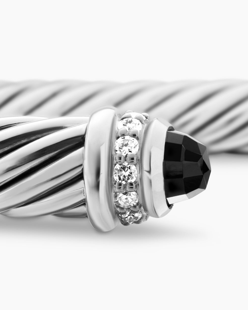 Womens Classic Cable Bracelet in Sterling Silver with Diamonds, 5mm