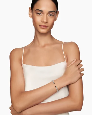 Classic Cable Bracelet in Sterling Silver with 14K Yellow Gold and Pearls, 5mm