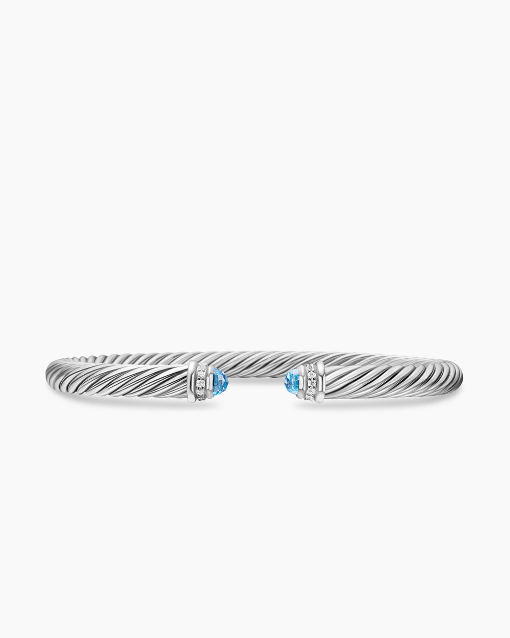 Womens Classic Cable Bracelet in Sterling Silver with Diamonds, 5mm