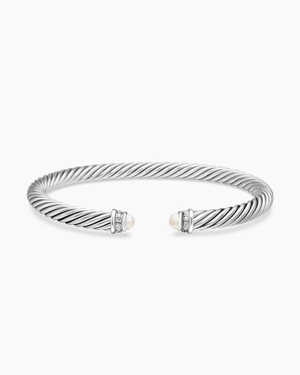 Classic Cable Bracelet in Sterling Silver with 14K Yellow Gold and Peridot, 5mm