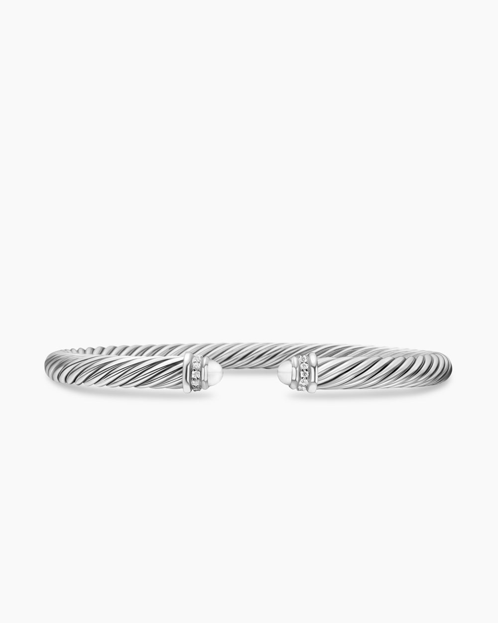 Womens Classic Cable Bracelet in Sterling Silver with Diamonds, 5mm
