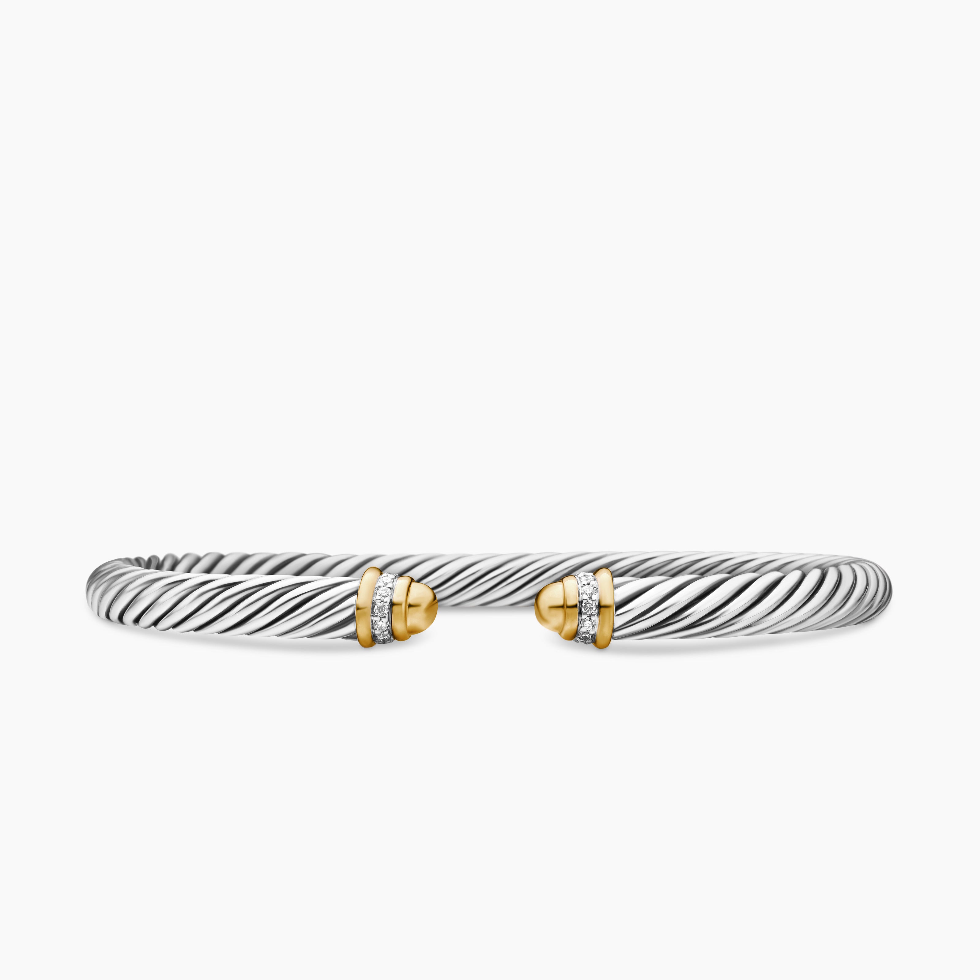 Bracelet Classic Cable en argent sterling avec or jaune 18 carats et diamants, 5 mm femmes 