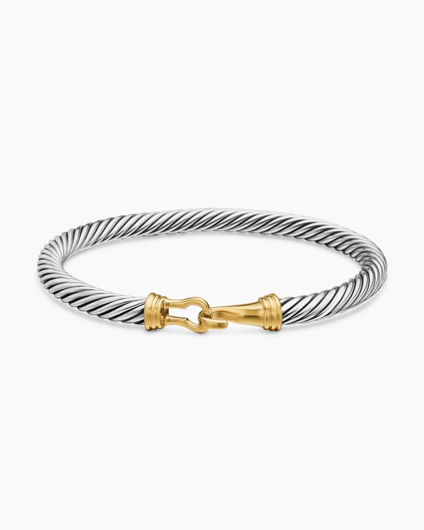Buckle Classic Cable Bracelet in Sterling Silver with 14K Yellow Gold, 5mm