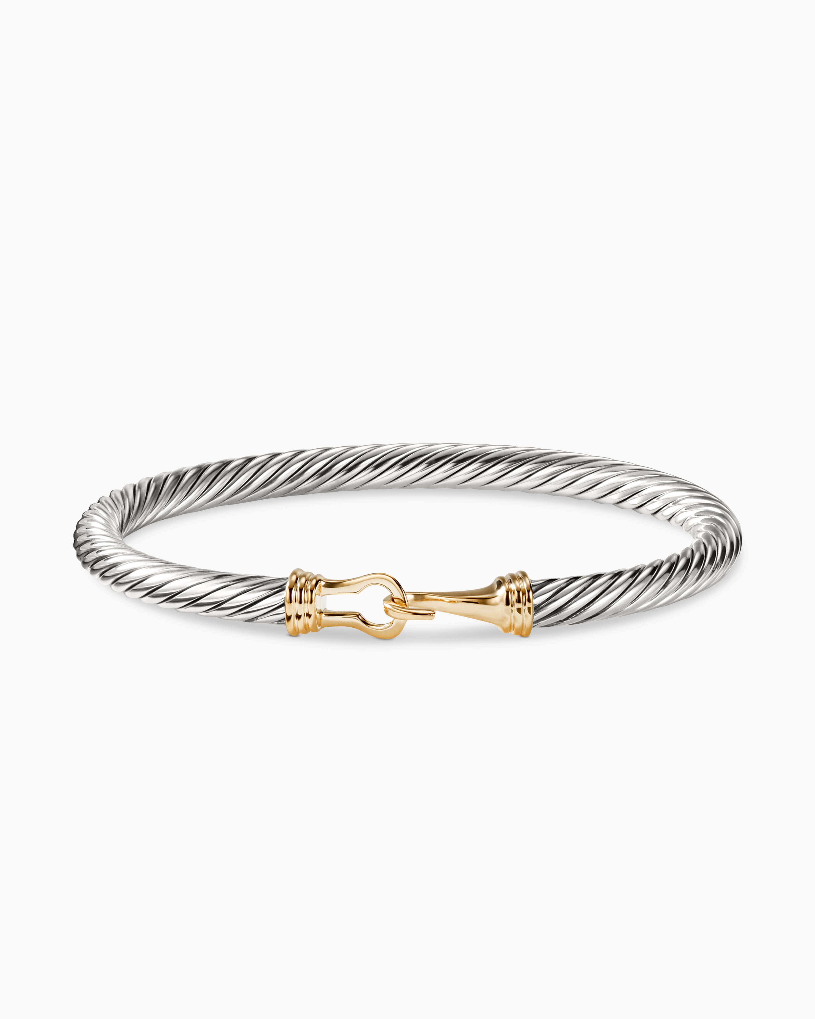 Buckle Classic Cable Bracelet in Sterling Silver with 14K Yellow