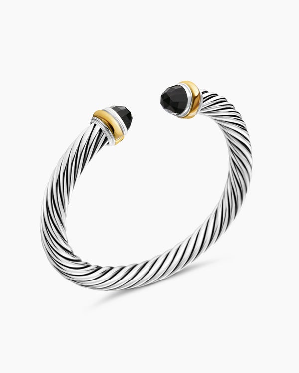 Classic Cable Bracelet in Sterling Silver with 14K Yellow Gold, 7mm