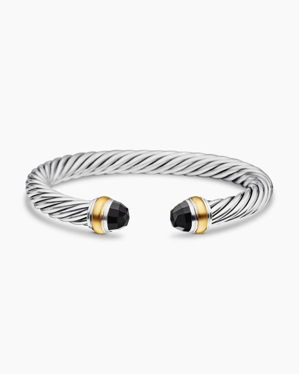 Classic Cable Bracelet in Sterling Silver with 14K Yellow Gold, 7mm