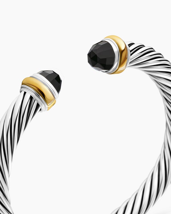 Classic Cable Bracelet in Sterling Silver with 14K Yellow Gold, 7mm