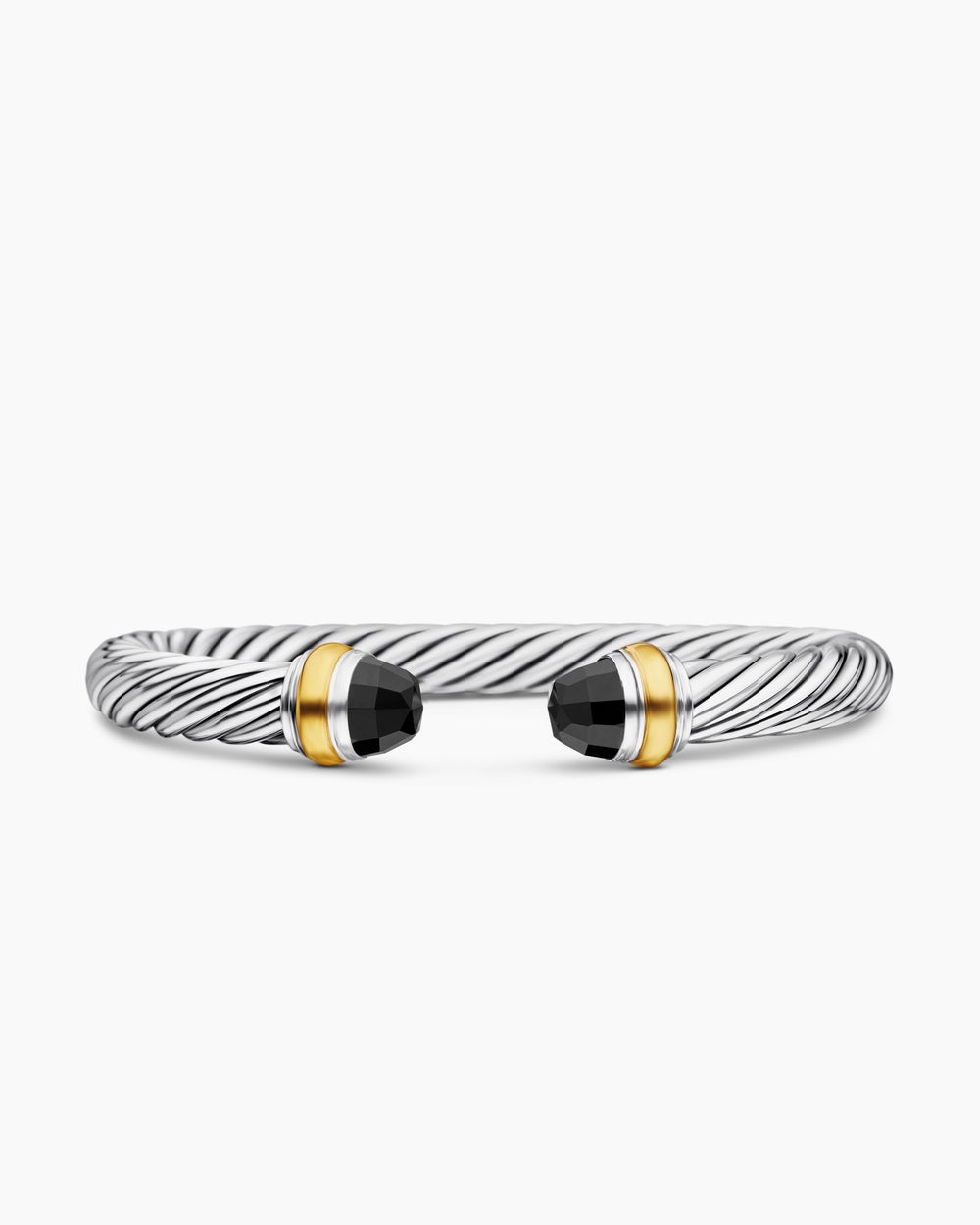 Womens Classic Cable Bracelet in Sterling Silver with 14K Yellow Gold, 7mm
