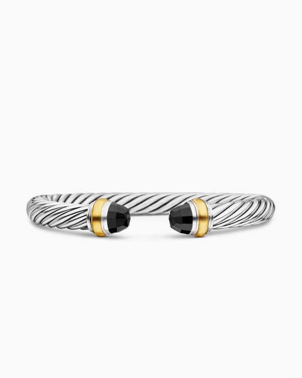 Classic Cable Bracelet in Sterling Silver with 14K Yellow Gold, 7mm