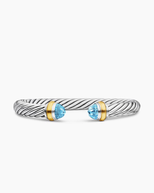 Classic Cable Bracelet in Sterling Silver with 14K Yellow Gold, 7mm