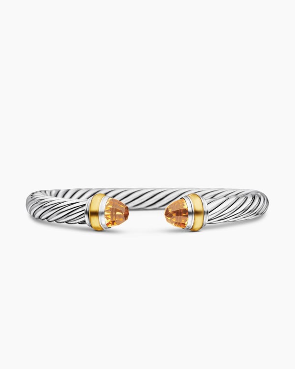 Classic Cable Bracelet in Sterling Silver with 14K Yellow Gold, 7mm