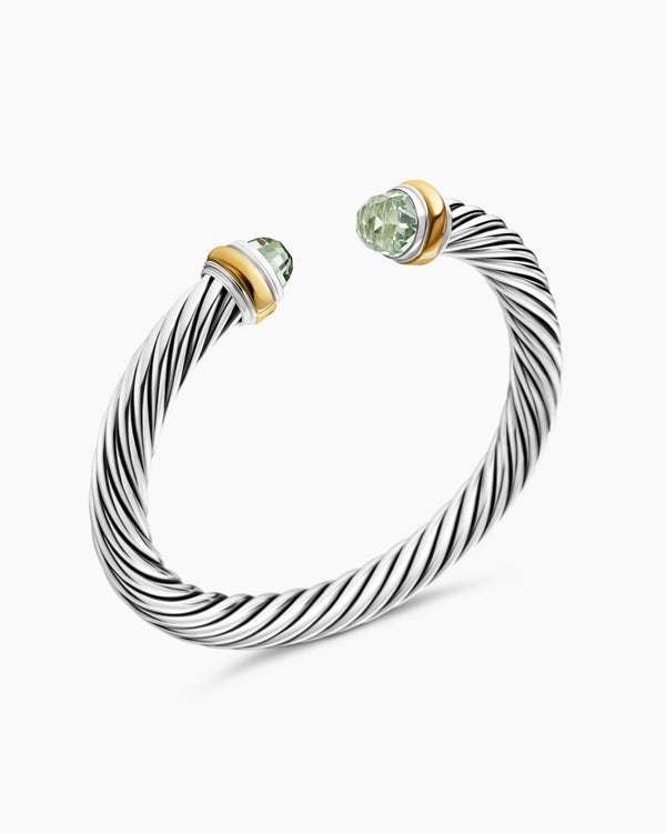 Classic Cable Bracelet in Sterling Silver with 14K Yellow Gold, 7mm