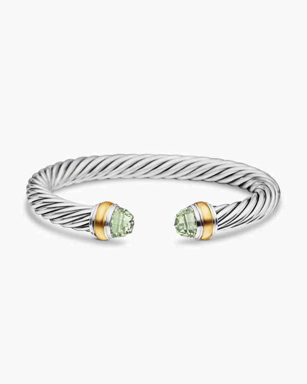 Classic Cable Bracelet in Sterling Silver with 14K Yellow Gold, 7mm