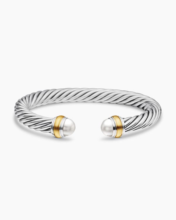 Classic Cable Bracelet in Sterling Silver with 14K Yellow Gold, 7mm