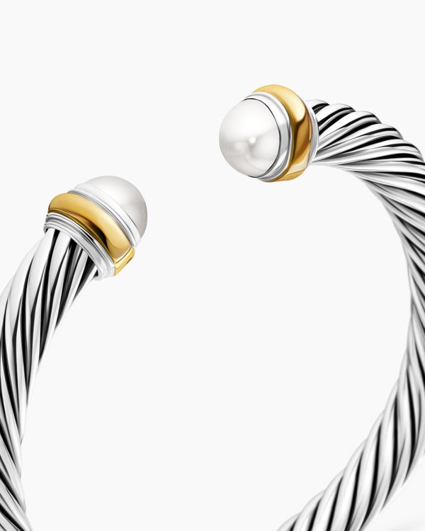 Classic Cable Bracelet in Sterling Silver with 14K Yellow Gold, 7mm