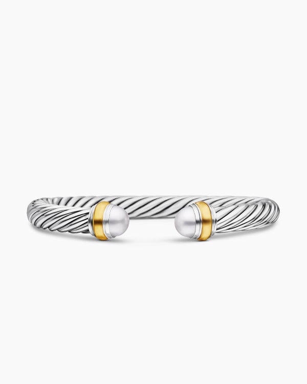 Classic Cable Bracelet in Sterling Silver with 14K Yellow Gold, 7mm