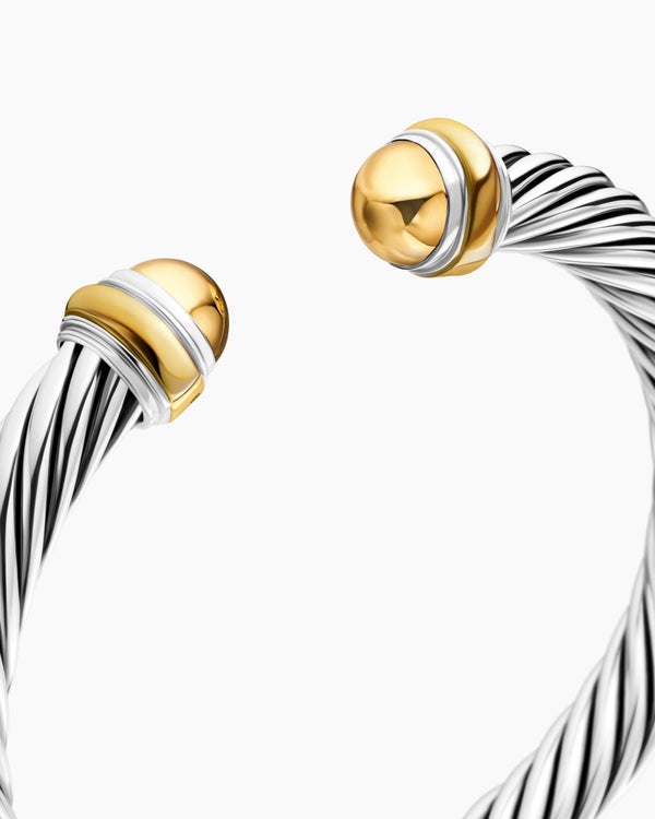 Classic Cable Bracelet in Sterling Silver with 14K Yellow Gold, 7mm