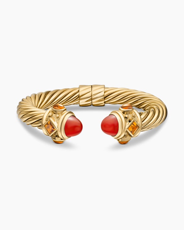 Renaissance® Classic Cable Bracelet in 18K Yellow Gold with Carnelian and Madeira Citrine, 10mm