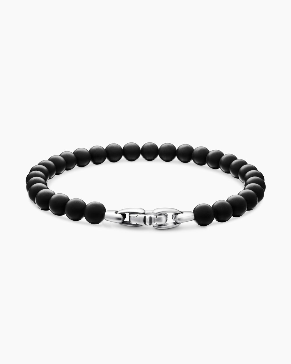 Mens Spiritual Beads Bracelet in Sterling Silver, 6mm