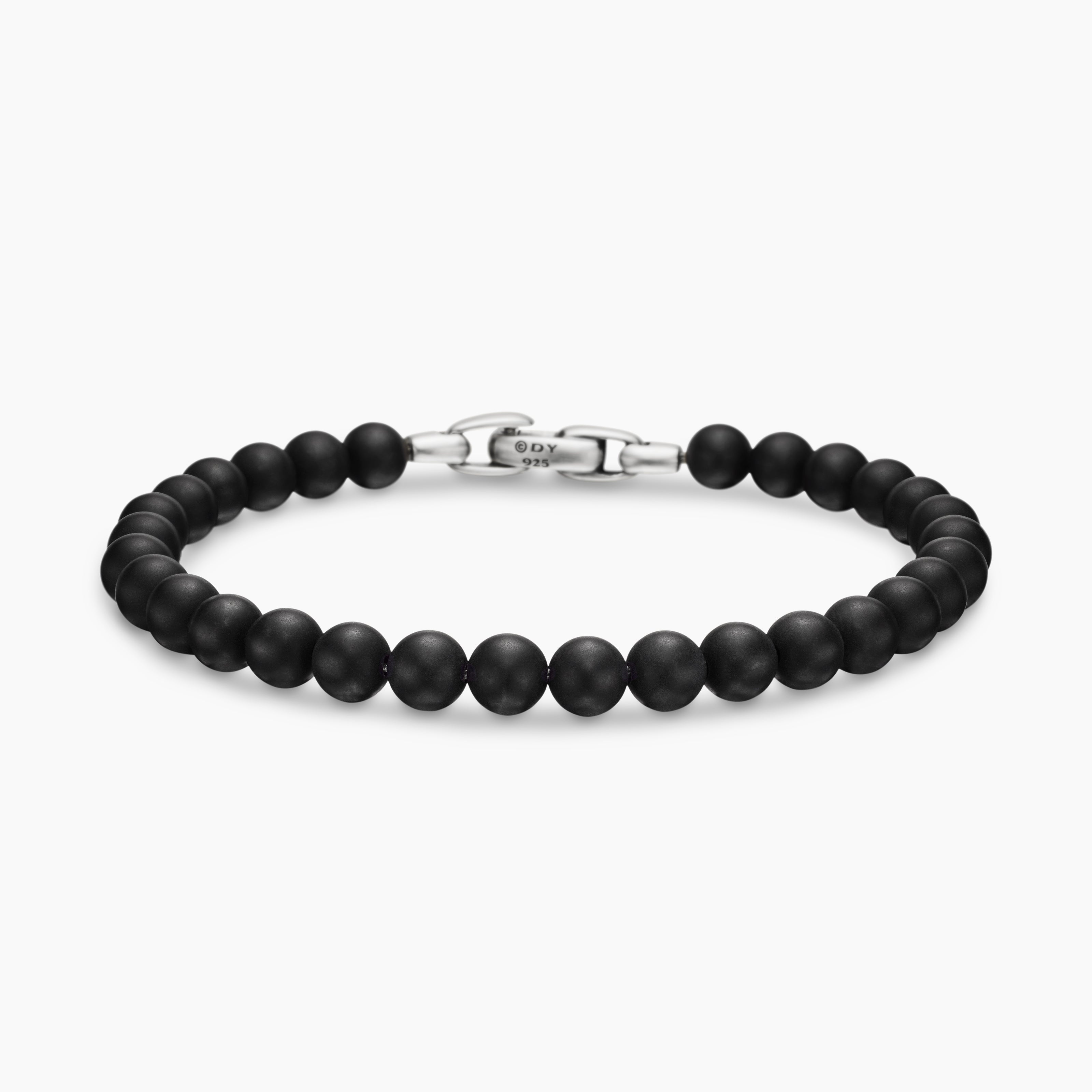 Mens Spiritual Beads Bracelet in Sterling Silver, 6mm