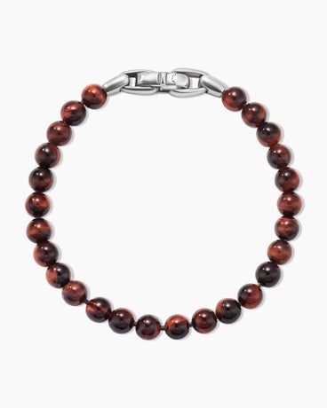 Spiritual Beads Bracelet in Sterling Silver with Red Tiger’s Eye, 6mm