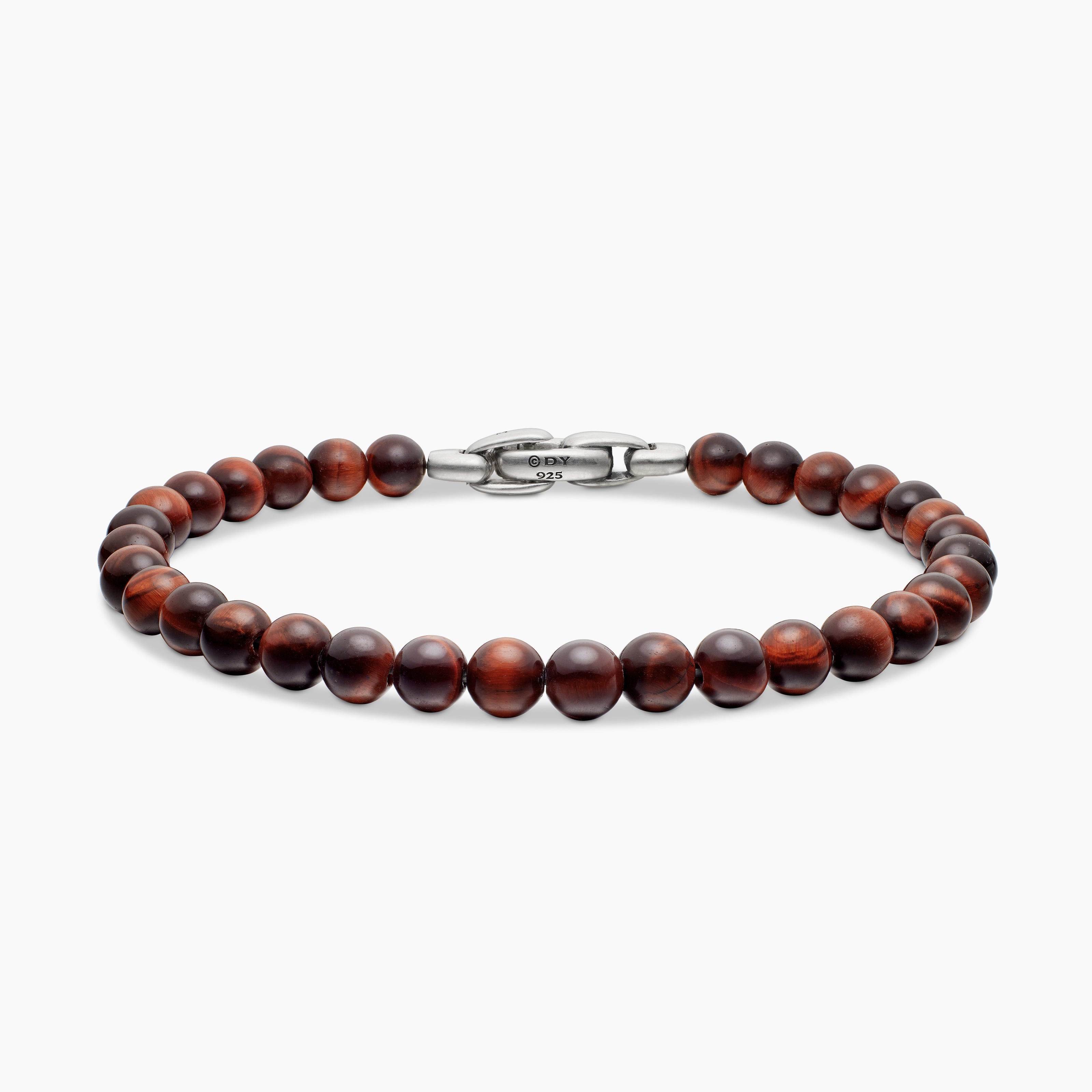 Mens Spiritual Beads Bracelet in Sterling Silver, 6mm